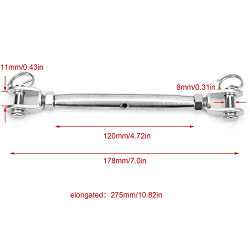 2pcs Quijada y Quijada Tensores, Tensores de Acero Inoxidable para Cable de Alambre miniatura 2