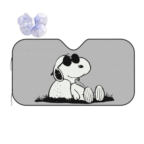 スヌーピー サンシェード 車 フロント フロントサンシェード 遮光 断熱 Uvカット 劣化防止 吸盤2個付 簡単着脱 コンパクト収納 2サイズ選択