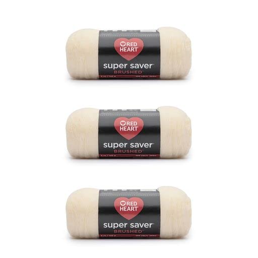 Red Heart Super Saver Brushed Cream Yarn - Acrylic - 4 Medium (Worsted) - 255 Yards - Knitting/Crochet (3 Count Pack of 1)