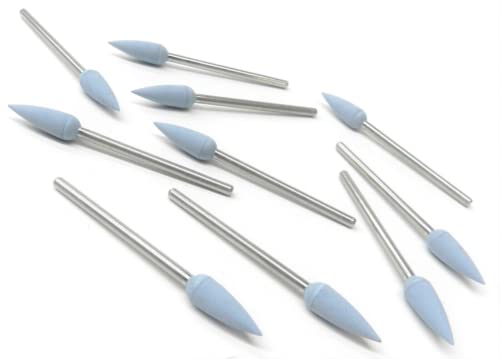 Silicone Blue Fine Pointed Teardrop Polisher 15.5mm x 5.6mm Made in Germany Pack of 10 by JTS
