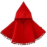 Fairy Baby Infant Baby Girls Cloak Poncho Hood Cape Toddler Red Riding Hood Costume Warm Coat Snowsuit Winter Jacket (9-12M, Red)