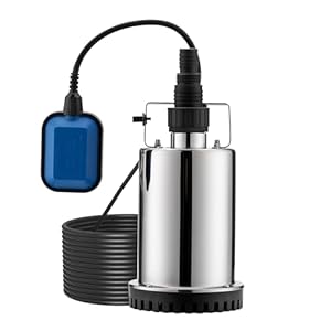 Wiltec Tauchpumpe bis 7500l/h, max. Förderhöhe 6,5m, Schmutzwasserpumpe 400W, Fremdkörper bis 5mm