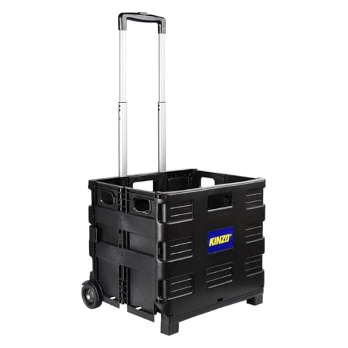Kinzo Carrito de Compras Plegable - Caja Plegable - hasta 25KG - con Ruedas - Negro