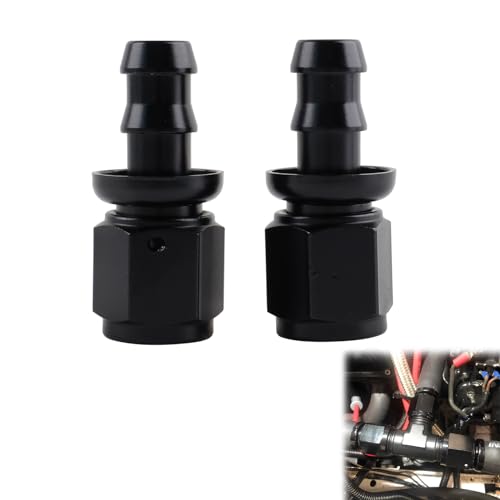 VVORHSBELL 6AN to 3/8 Barb Straight Push Lock Hose Fitting End For Rubber Fuel Line Black 2PCS