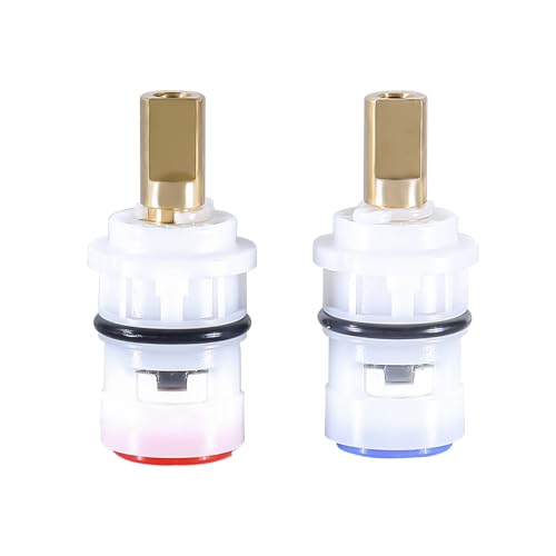 Compatible with Ceramic Stem Disc Faucet Cartridge Replacement for Bathroom Tap 2103201 (1 Pair Hot & Cold)