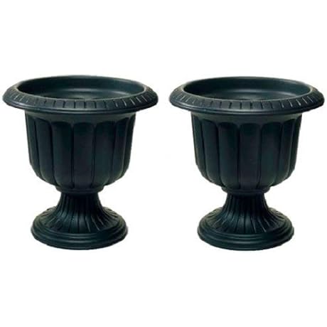 Black Plastic Planter Urn for Outdoor Use
