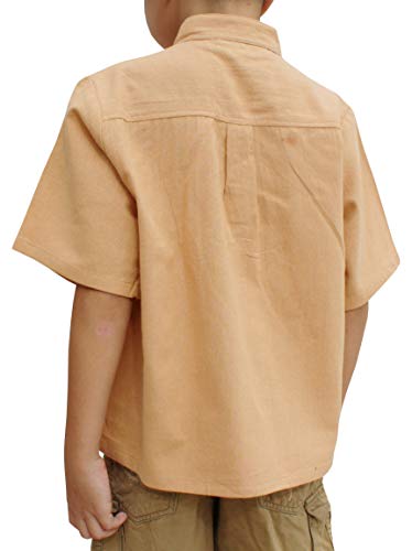 Image of Childrens Chinese Collar Renaissance Tie Chest Short Sleeve Cotton Shirt