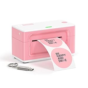 MUNBYN Pink Shipping Label Printer, [Upgraded 2.0] Label Printer Maker for Shipping Packages Labels 4×6 Thermal Printer…