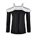 Merry Sweatshirts for Women Long Sleeve Furry Fur Trim Collar Ugly Christmas Solid Color Off the Shoulder Shirts Warm Outdoor Soft Plus Size Funny Xmas Casual Sweater Black