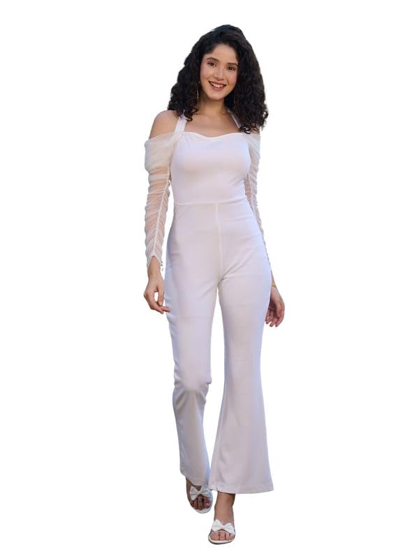 tandul White Women's Jumpsuit- Cotton Blend Fashion Jumpsuit, (11157)-picture-51