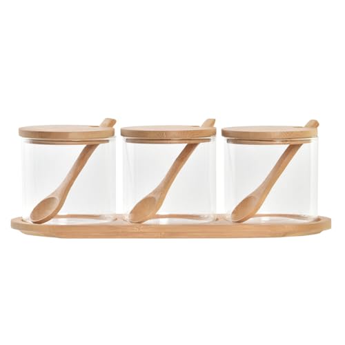 AZUCARERO SET 3 BOROSILICATO BAMBU 29X10X10 340ML,