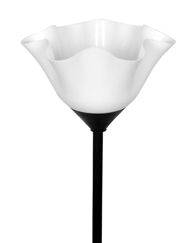 Image of Homesake Sky Ribbed Dome Standing Lamps with Acrylic Shade | Modern Floor Lamp for Living Room | Office | Corner Lamp for Living Room Straight Black (Black, Tulip)
