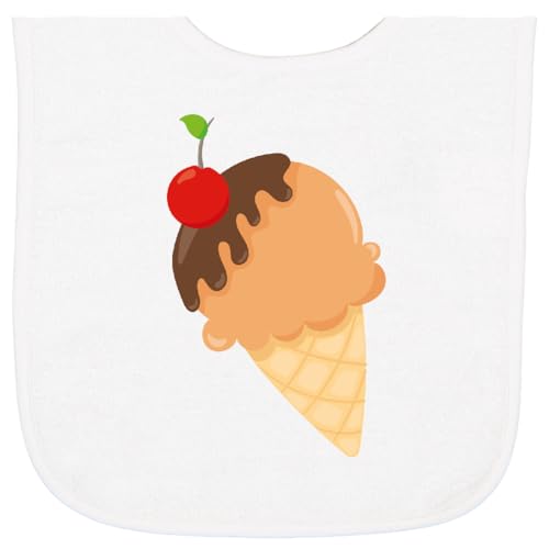 inktastic Ice Cream Cone, Scoop, Chocolate Ice Cream, Baby Terry Cloth Bib