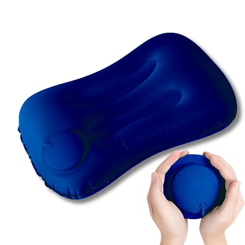 Homeaura Inflatable Travel Air Filled Pillow - Ultralight Camping Pillow For Lumbar Support - Compressible Neck Pillow For Camping, Hiking, And Travel,Blue