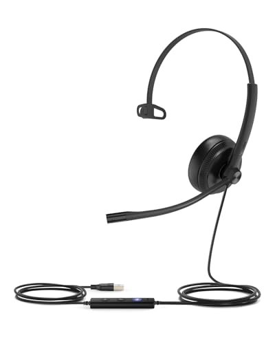 Yealink UH34 Wired Headset, Single Ear USB Headphones with Noise Cancelling Mic, Teams Certified,...
