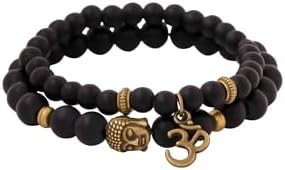 Yellow Chimes D'Vine Buddha Beads Collection Onyx Charm Bracelet for Men (Black)(YCFJBR-619DVINE-BR)