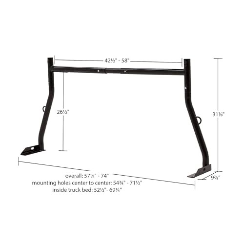 APEX LEGENDS SLR-Rack-DLX-Alum Black Aluminum Pickup Truck Bed (500lb Capacity Utility Rack Adjustable 52\"-68\" SLR-Rack-DLX-Alum), regular