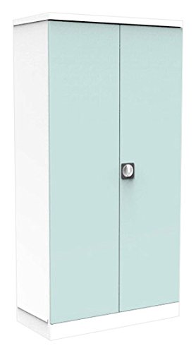 Simply Office CUPB1830WPG 1830 mm 2 Door Cupboard with Levelling Feet/3 Graphite Grey Shelf - White/Peppermint Green