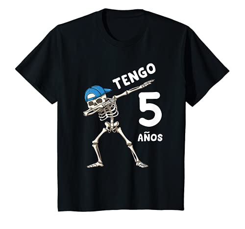 Niños 5 Cumpleaños Dabbing Esqueleto Regalo de Cinco Años Niños Camiseta