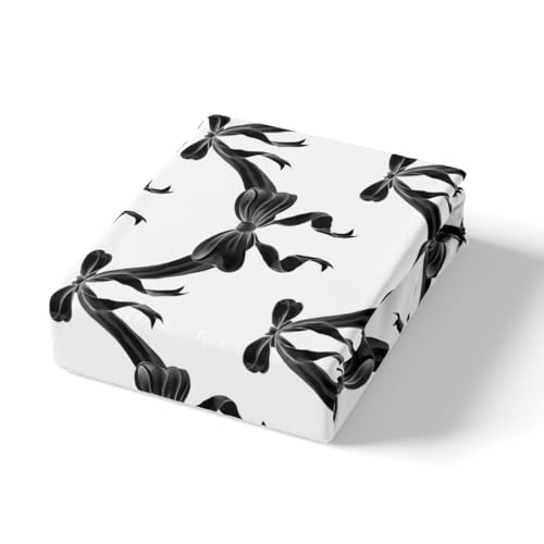Housse de couette noeuds coquettes noir et blanc parure de lit super king size - 6