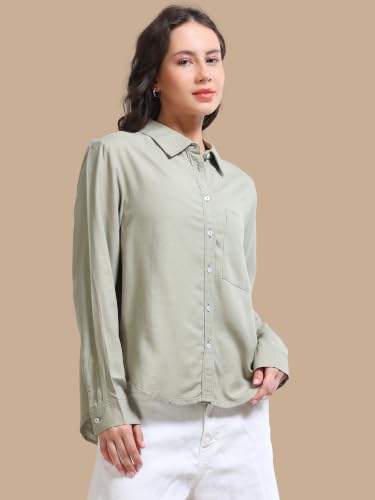 Image of Glam & Chique Women's Relaxed Fit Spread Collar Solid Casual Shirt S-2XL