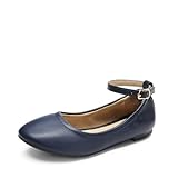Picture of DREAM PAIRS Girls Dress Shoes Girl's Ballerina Flat Ankle Strap Ballet Flats for Toddler/Little Kid/Big Kid,Size 11 Little Kid,Navy,Sole-FINA-K