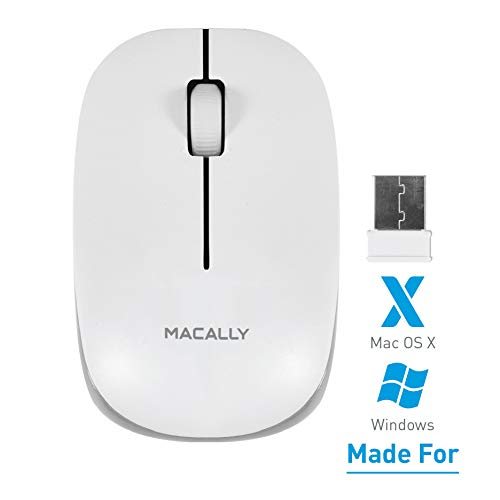 Macally 2.4G Usb Wireless Mouse For Laptop And Desktop Computer, Comfortable And Long Range Computer Mouse - Cordless Mouse For Mac, Apple Macbook Pro/Air, Chromebook, Or Windows Pc - White #TOP1