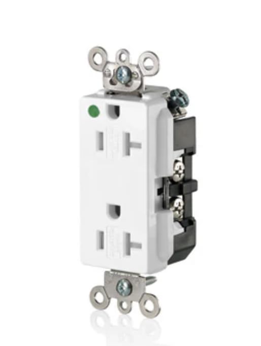 Hospital Grade Electrical Decorator Duplex Outlet, Hospital Grade, Tamper-Resistant, 20 Amp, 120V, White, UL Listed for Healthcare Facilities (10)