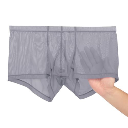 ZONBAILON Men's Sexy See Through Boxer Briefs Mesh Sheer Breathable Low Rise Trunks Underwear