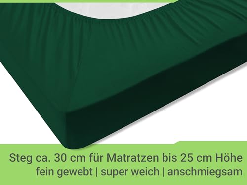 Emily´s Check Doppelpack Bettlaken Betttuch Spannbettlaken 1493.2123, 140 x 190-200 cm, Dunkelgrün – Ansicht 5