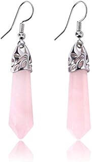 Real Natural Quartz Crystal Gemstone Chakra Dangle Earrings