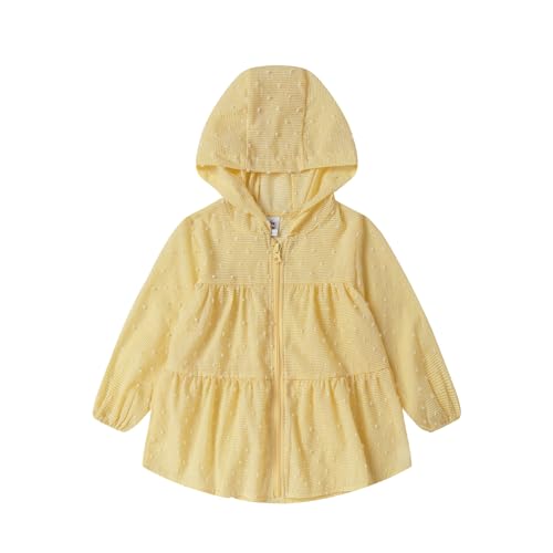 Mud Kingdom Girls Hooded Jacket Ultra Thin Lightweight Sun Protection Ruffle Outerwear Cute Polka Dots