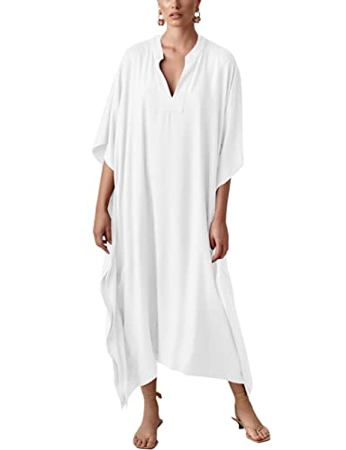 Bsubseach Damen Kaftan Kleider Batwing Sleeve Strandkleid V-Ausschnitt...