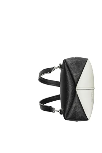 Image of Calvin Klein Women's Myra Backpack for Women - Vegan Leather Convertible Sling Backpack, 2 Pockets, Cherub White /Black, One Size
