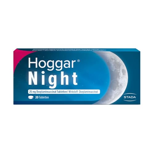 Hoggar Night Tabletten: Nicht nur einschlafen sondern durchschlafen. 25 mg Doxylaminsuccinat Schlaftabletten für die Kurzzeitbehandlung von akuten Schlafstörungen. Gut verträglich. 1 x 20 Tabletten