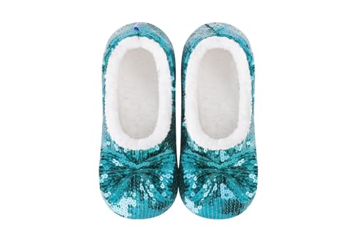 Image of Snoozies Ballerina Bling Metallic Shine Slippers | Sequin House Shoes for Women | Slipper Socks with Grippers | Cute Indoor Footwear