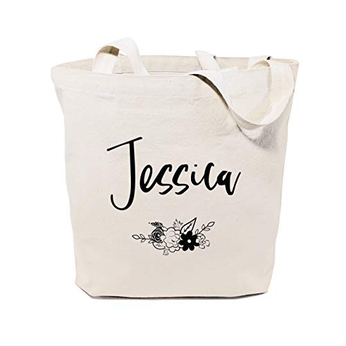 The Cotton & Canvas Co. Personalized Name Floral Beach, Shopping and Travel Resusable
