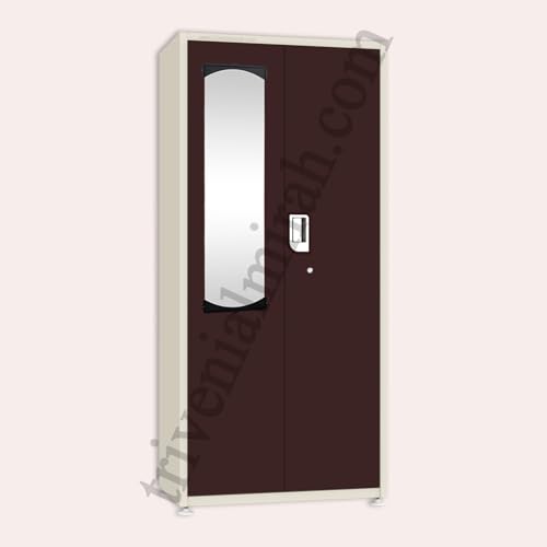 Triveni almirah GOMTI-3 DARPAN | 10-Year Guarantee on Paint & Lock | 2-Door Wardrobe with Mirror,Locker & Center Partition Shelf | 5 Hangers, 3 Shelves, Key Bag & Border Box | Powder Coated Finish - Image 6