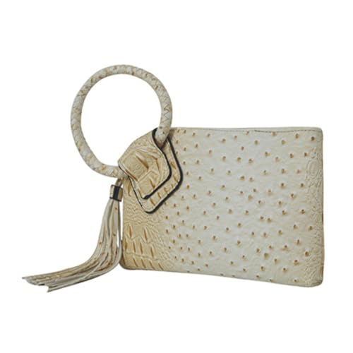 Image of NGIL Faux Leather Mini Wristlet Purse | Women's Handbag, Fashion Wristlet Wallet, Compact Everyday Purse with Fringe Tassel