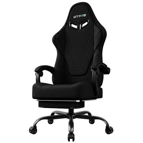 Gaming Chair, Big and Tall Gaming Chairs for Adults with Footrest and Lumbar Support, Comfortable Ergonomic Fabric Computer Chair 350 lbs, 360° Swivel, Height Adjustable Video Game Chairs, Silla Gamer