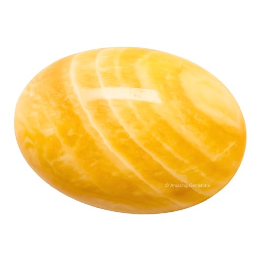 Image of Yellow Calcite Crystals and Healing Stones - Large Palm Stone Crystals Piedra - Crystal for Good Luck, Positive Energy, Meditation - Unique Stocking Stuffers and Birthday Gifts for Women, Men