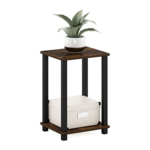 Furinno Simplistic Toolless Assembly Side Table, Rustic Brown 2-Tier End Table, Open Shelf Night Stand, Bedside Table for Living Room, Bedroom, Home Office, Amber Oak/Black - image 3