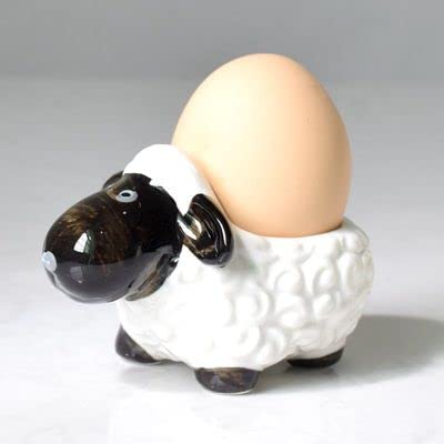 Animal shape black sheep Washable Ceramic Egg cup holder hard boiled eggs container microware for breakfast kids adult