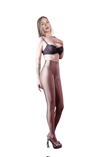Image of Ultra Sheer Workout Leggings Shiny Tights for Women Control Top to Waist Pantyhose Tummy Control Glossy Panty Hose