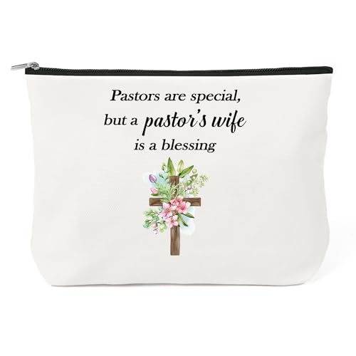 Presentes de agradecimento da esposa do pastor – bolsa de cosméticos pequena bolsa de maquiagem bolsa com zíper Dia de apreciação do pastor Christian Thank You Birthday Christmas Presentes de viagem