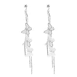SEniutarm Earrings for Women Mom Fashion Women Butterfly Tassel Long Dangle Rhinestone Stud Earrings