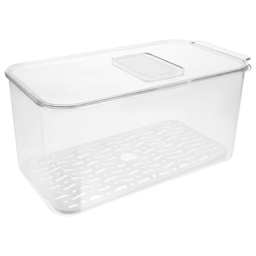 Happyyami 冷蔵庫用野菜収納ボックス 大容量透明製 水切り機能付きフルーツ保存容器 食品鮮保持と整理整頓に 家用冷蔵庫オーガナイザー