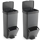PACK de 2 Cubos de basura o reciclaje 70L, VERTICAL, en 2 Compartimentos, Papelera para residuos, 76 cm de altura, fácil gestión
