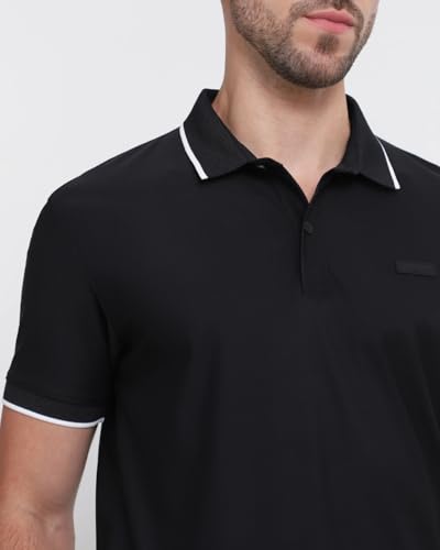 Image of MUFTI Black Solid Polo T Shirt