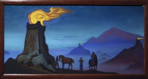 Affiche toile Les Flammes de la Victoire par Nicholas Roerich portrait mural 60x90cm